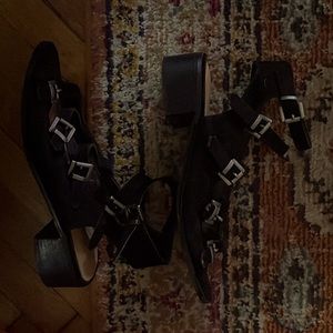 Black buckle sandals